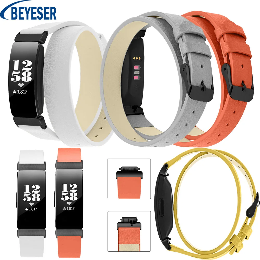 Ремешок из натуральной кожи с черной пряжкой для браслета Fitbit Inspire HR ремешок