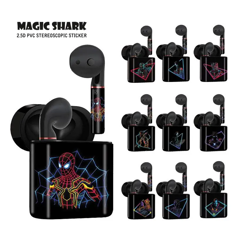 Magic Shark Marvel DC Spider Man Defensive Iron Deadpool Captain American Sticker Case for HUAWEI Freebuds 2 Pro | Мобильные
