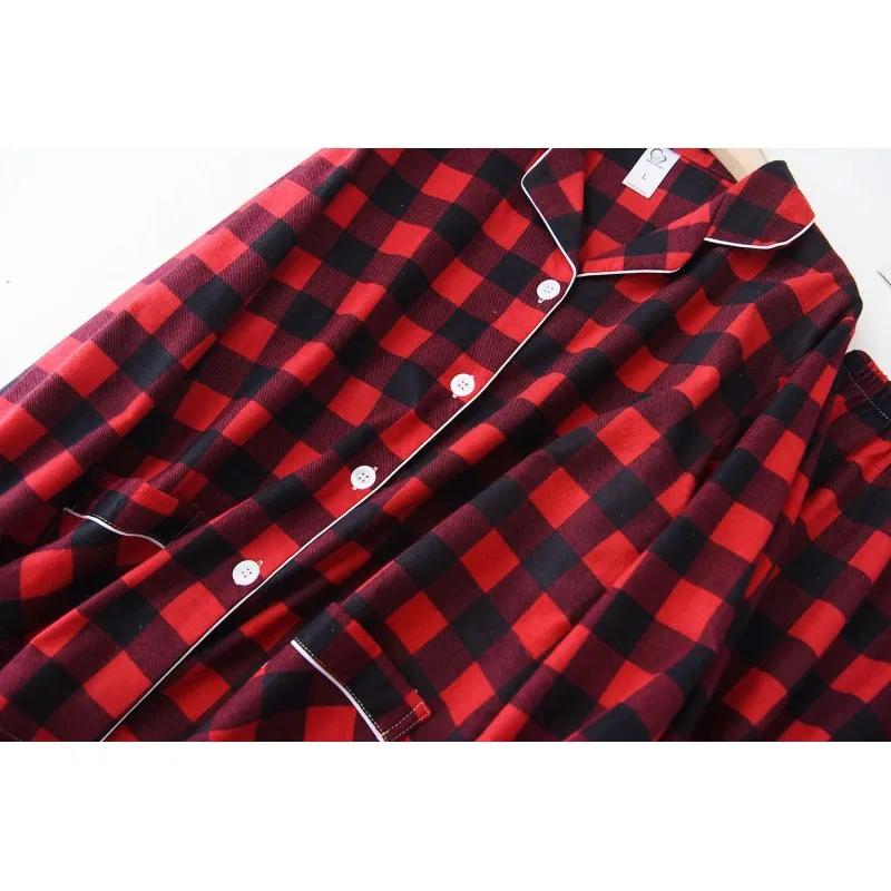 Весенне-осенние женские повседневные клетчатые Пижамные комплекты женская