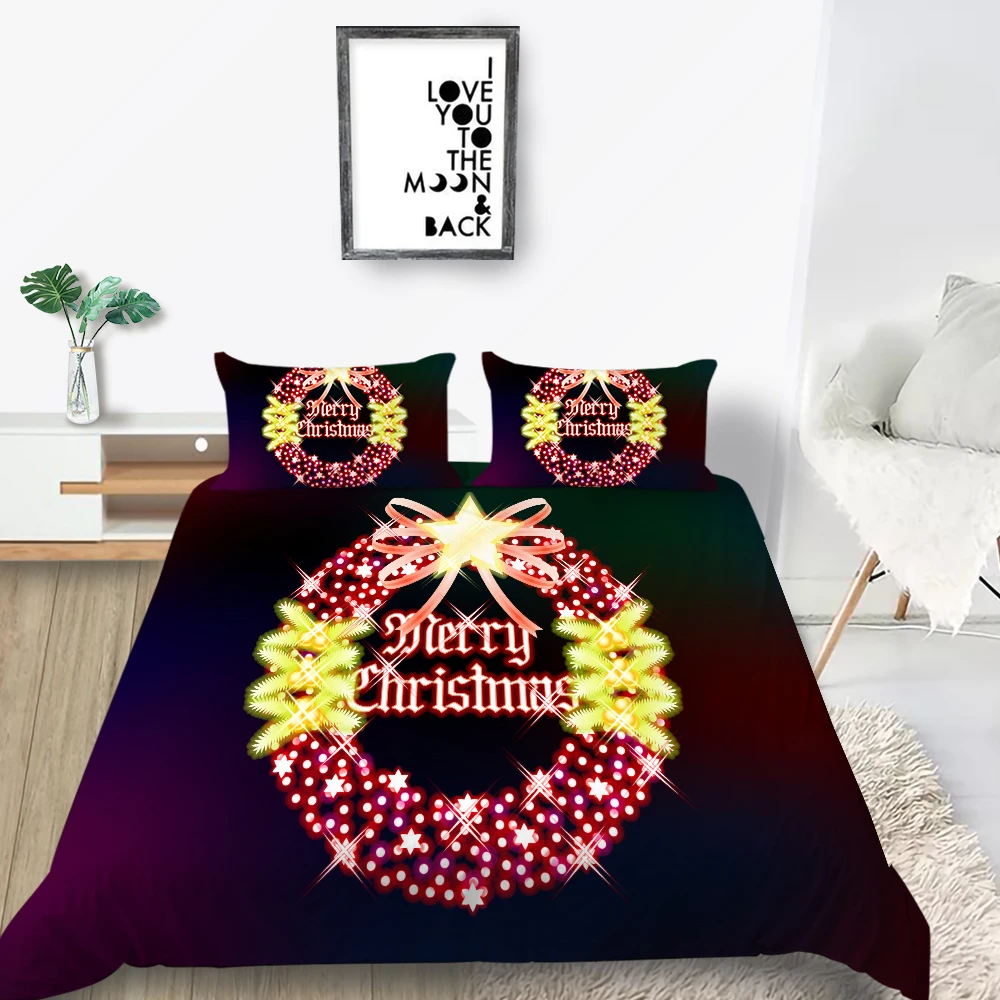 

2021 New Santa Claus And Elk Print Bed Christmas Decoration Duvet Cover sets