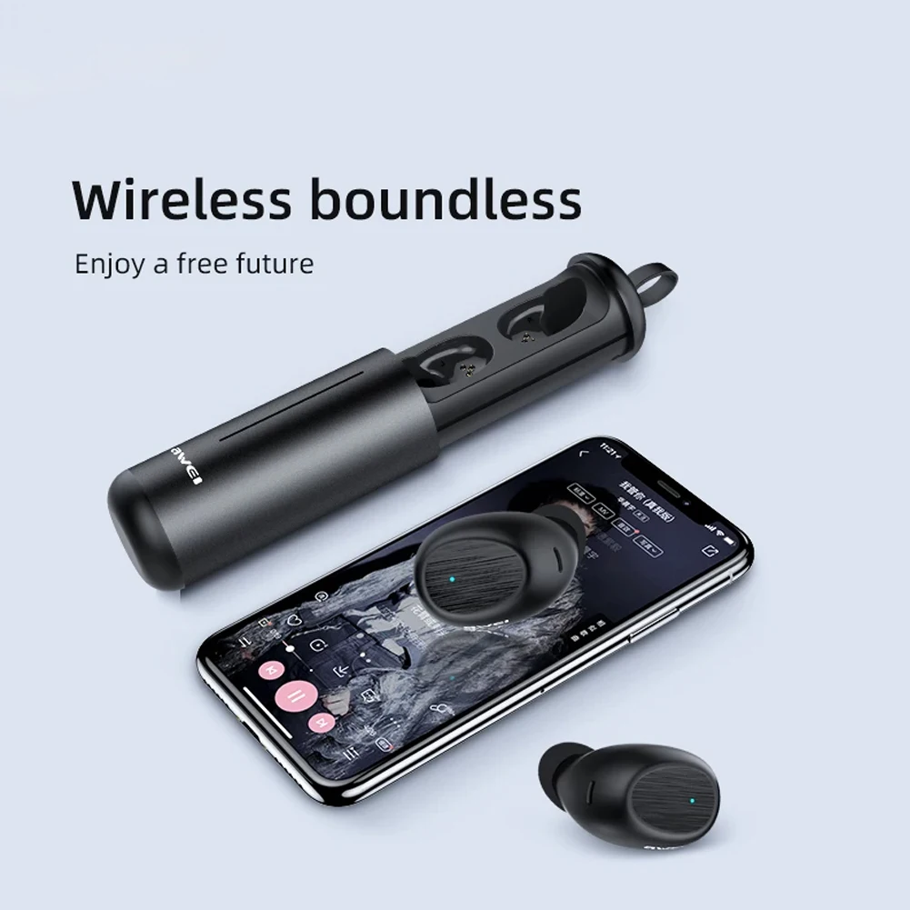 

Awei T5 TWS V5.0 True Wireless Stereo TWS In-ear Earphone Bluetooth Earbud Dual Microphone Headset With Charging Case
