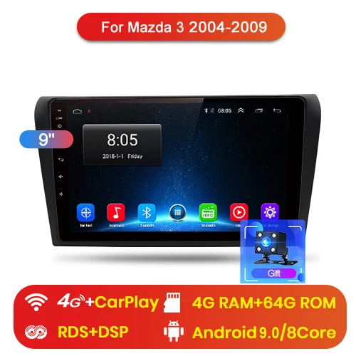 Junsun V1 2G+ 32G Android 9,0 DSP автомобильный Радио Мультимедиа Видео плеер для Mazda 3 2004-2009 мазда3 навигация gps 2 din - Цвет: 4G (4GB 64GB)
