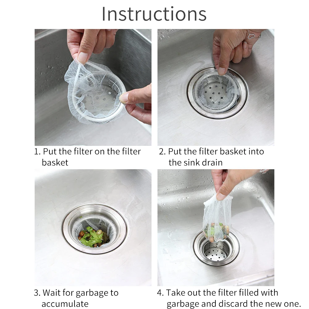 

100PCS/bag Kitchen Sink Filter Anti-Blocking Garbage Bag Prevent Sink Blocking Kitchen Cleaning Supplies