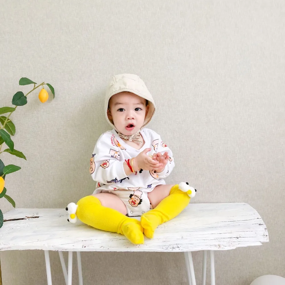 Хлопковый комбинезон Roupas Bebe с длинными рукавами, Осенние боди с круглым вырезом, альпинистские костюмы унисекс, комбинезон для новорожденных, одежда с носками