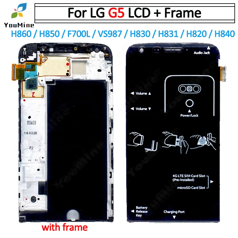 ЖК-дисплей 5 3 дюйма для LG G5 H840 H850 кодирующий преобразователь сенсорного экрана в