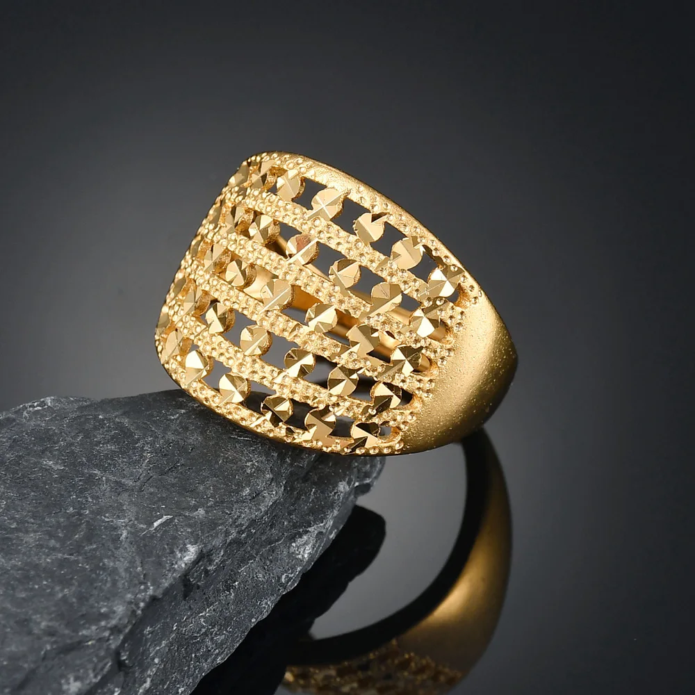 Mesh Style Gold Color Engraved Index Finger Rings Retro Adjustable Resizable Open Size Ring Anniversary Jewelry Gift | Украшения и