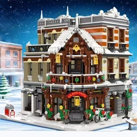 jiestar creative street view claus toys 89143 moc bricks modular house model building blocks assembly square christmas gifts