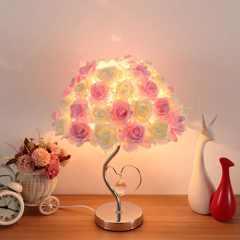 

Romantic Rose Flowers LED Table Lamp Wedding Party Home Bedroom Decoration Lighting AtmosphereNightlight Gift for Lovers Kids