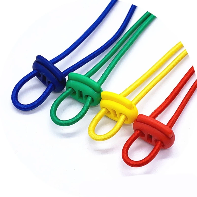 

30/100Pcs Face Mask Earloop Plastic Cord Locks End Double Hole Oval Spring Toggle Stoppers Sliding Fastener Buttons