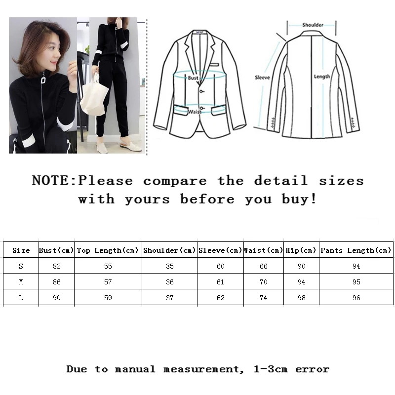

Zoulv Sweater Two Piece Sets for Woman Women's Knitting Tracksuits Turtleneck Zipper Jacket Coat and Pocket Pencil Pants Set