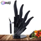 Керамический нож 3, 4, 5, 6 дюймов, циркониевый кухонный нож + Овощечистка + Набор держателей, Черное лезвие, шеф-повар, фрукты, универсальные кухонные ножи, Симпатичные