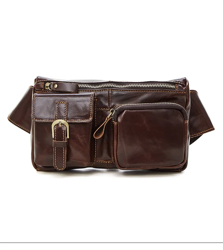 Crossten Genuine leather waist Pack men Retro coin purse belt bag Bum fanny pack Pouch Bag for large screen smartphone