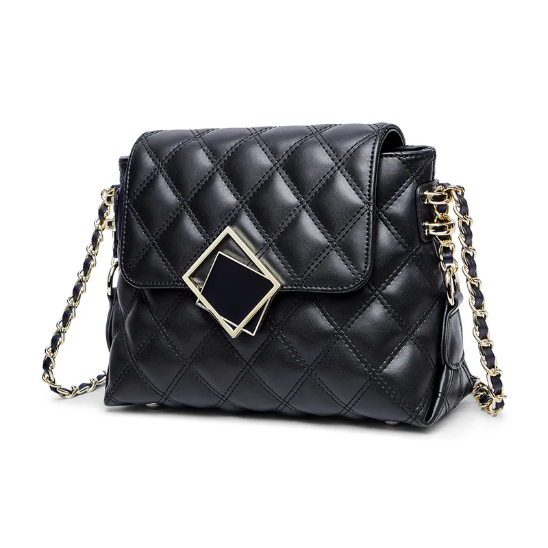 

Brand Designer Fashion Women's Silver Chain Small Flap Crossbody Bag 2021 Winter Shoulder Handbags High Quality Leather Totes