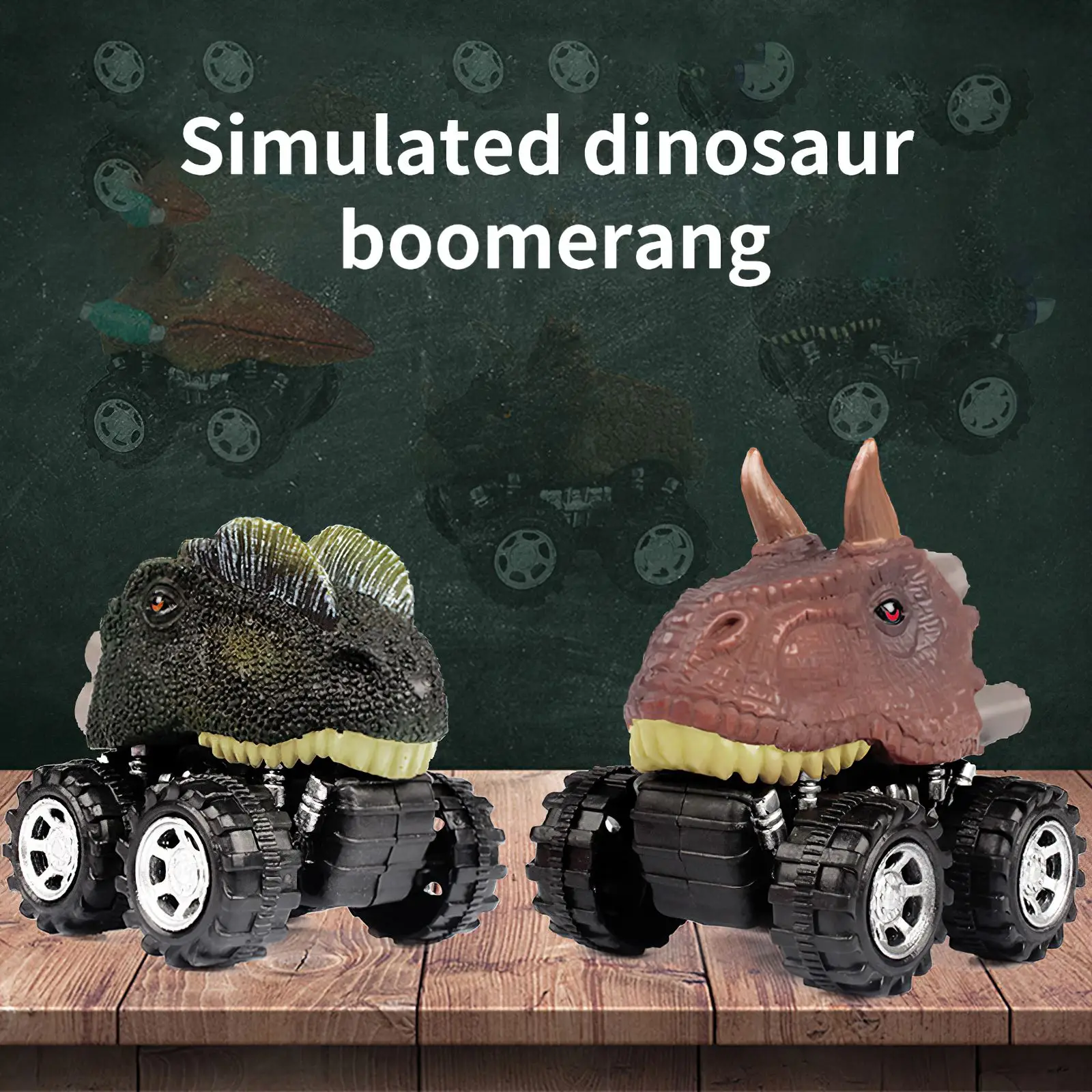 

6pcs Pull-Back Wheel Vehicle Toy Dinosaur Model Car Toy Simulation Dinosaur Tyrannosaurus Chariot Child Toy Inertia Car For Kids
