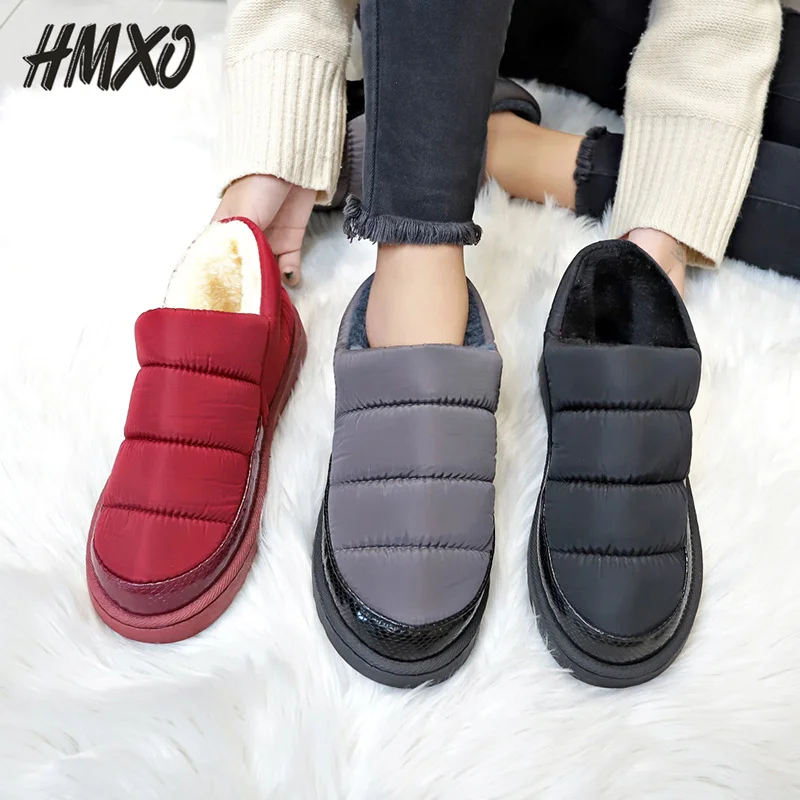 

HMXO Winter Cotton Slippers Confinement Shoes Home Low-top Ankle Plus Velvet Warm Cotton Shoes Non-slip Ladies Cotton Shoes
