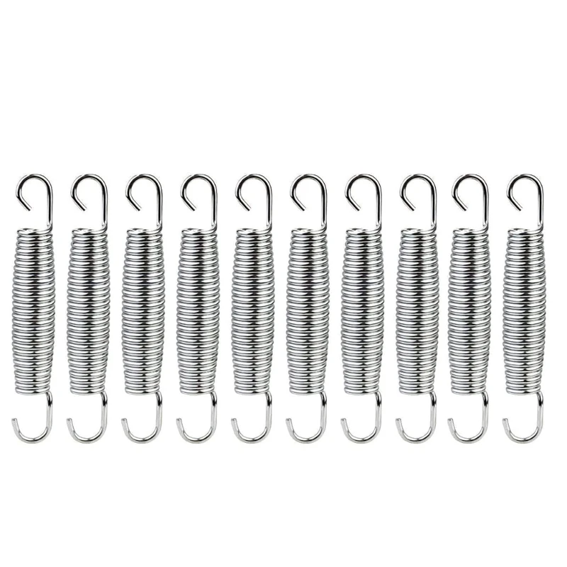 

10Pcs Trampoline Springs Heavy Duty with 1 Metal T-Hook Springs Replacement Kit Pull Spring Hook Drum Bow Accessories