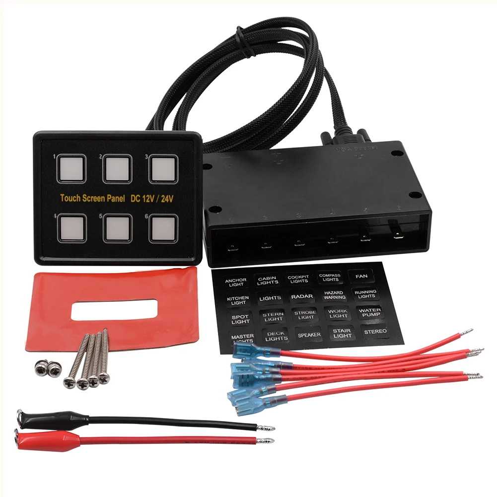 

Панель сенсорного переключателя MOJOYCE, 6 клавиш, IP66, водонепроницаемая, для автомобиля, лодки, морского грузовика, фургона, 12-24 В