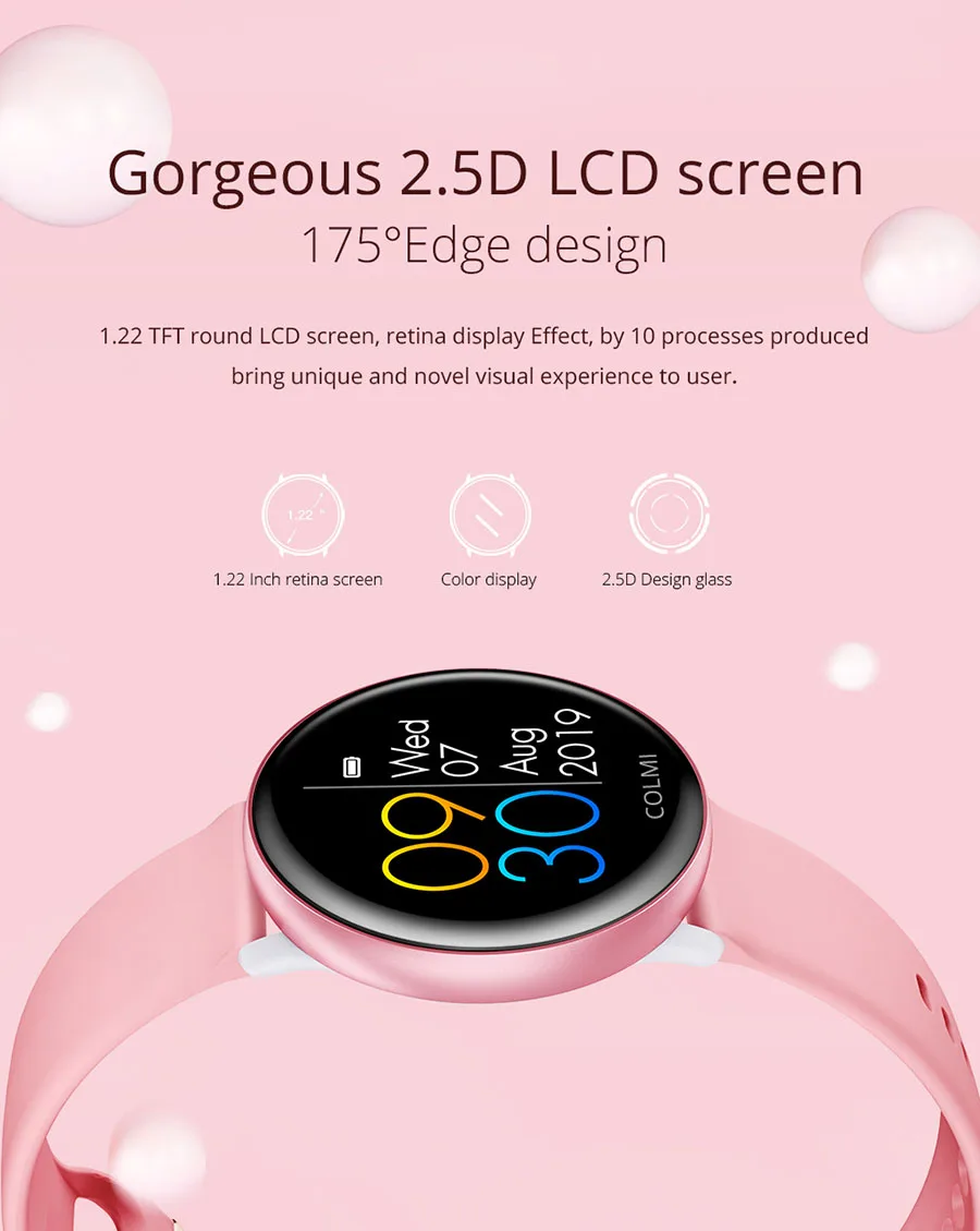 COLMI SKY2 Smart Watch IP68 Waterproof Fitness Activity Tracker Heart Rate Monitor Bluetooth Brim Sport Men Women Smart Clock