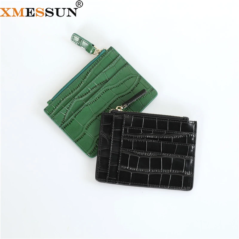 

XMESSUN 2021 New ID Card Holder 100% Genuine Leather Crocodile Card Pack Trend Luxury Handmade Alligator Skin Slim Wallet Custom