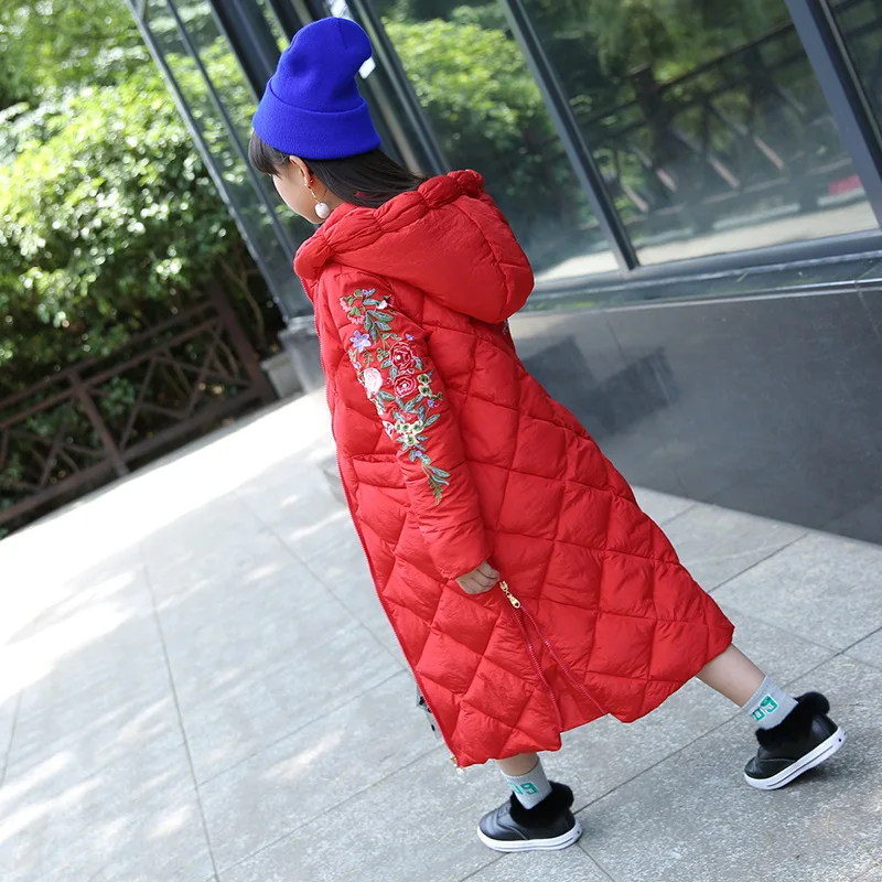 -30 русских девушек длинное шерстяное пальто с принтом и вышивкой Зимняя Детская