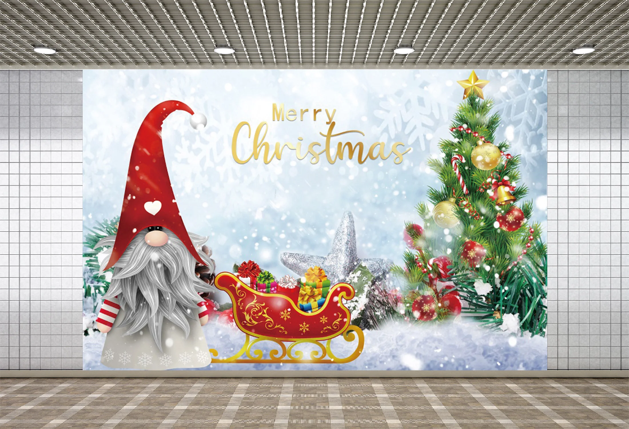 

Lyavshi Merry Christmas Tree Santa Claus Winter Snowflake Party Decor Photography Background Baby Portrait Banner Photo Backdrop