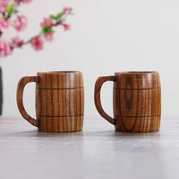 350ml classical wooden beer tea coffee cup home office party mug with ear wooden eco friendly tableware heatproof water cup