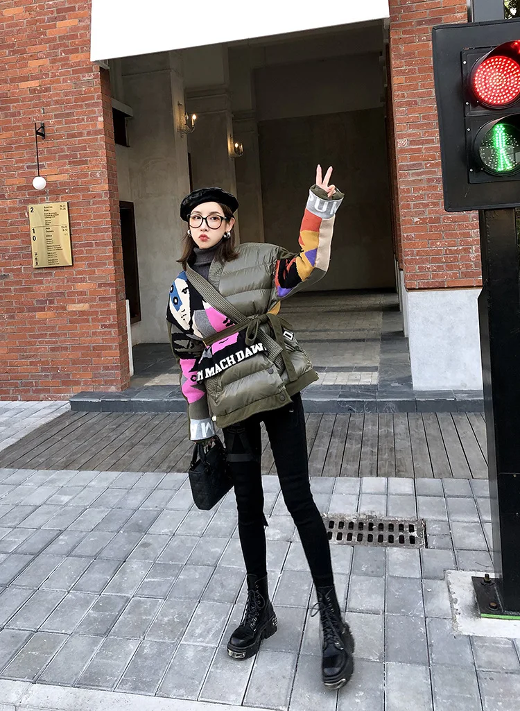 Европейские товары 2019 зима новый вязаный узор с v-образным вырезом галстук хлопок