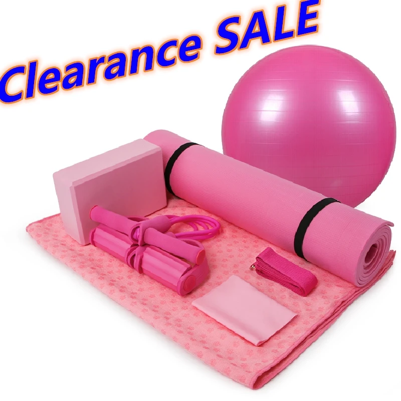 7 шт. набор для йоги здоровья фитнеса дома включает Коврик блоки полотенце мяч