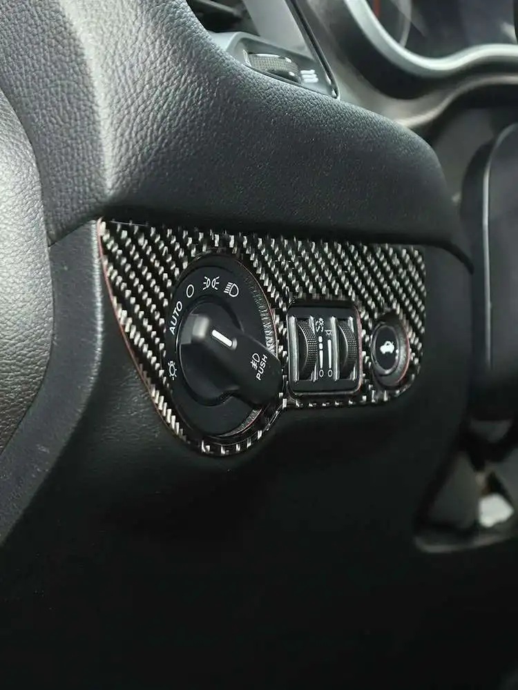 

Carbon Fiber Headlight Switch Cover Sticker Trim For Dodge Charger Challenger 2015 Challenger Sticker Auto Interior Car Styling