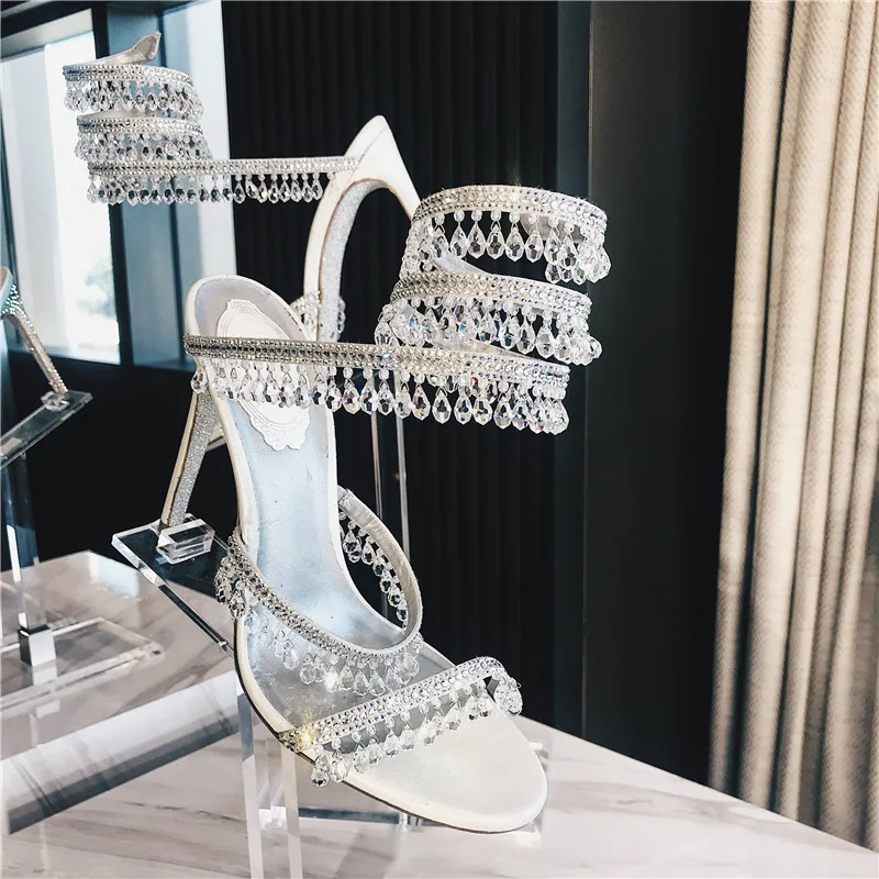 Эксклюзивные блестящие сандалии из атласной кожи с металлическим блеском