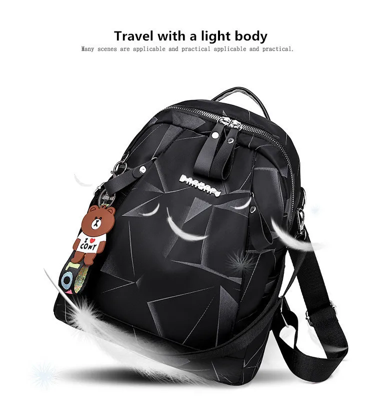 Черный геометрический водонепроницаемый Оксфорд Back Pack маленькие рюкзаки для женщин девочек подростков пакет школьной сумки женщина колледж