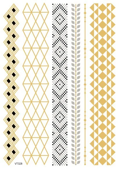 Временные татуировки бронзовые золотые серебряные на руку тело крутой браслет