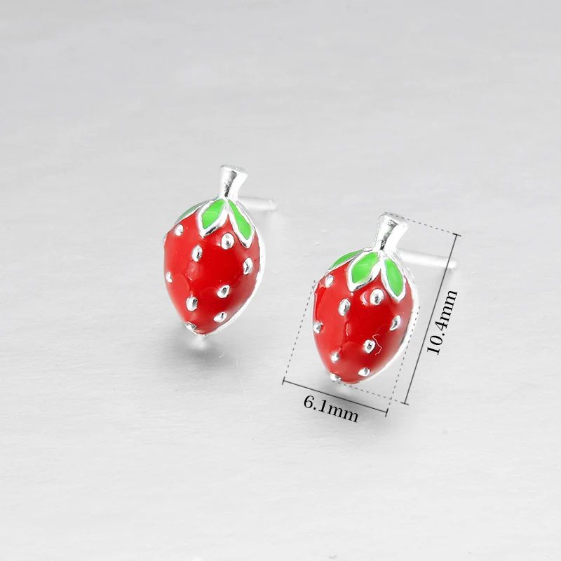 Горячая Распродажа серьги с красной эмалью и клубникой из стерлингового серебра
