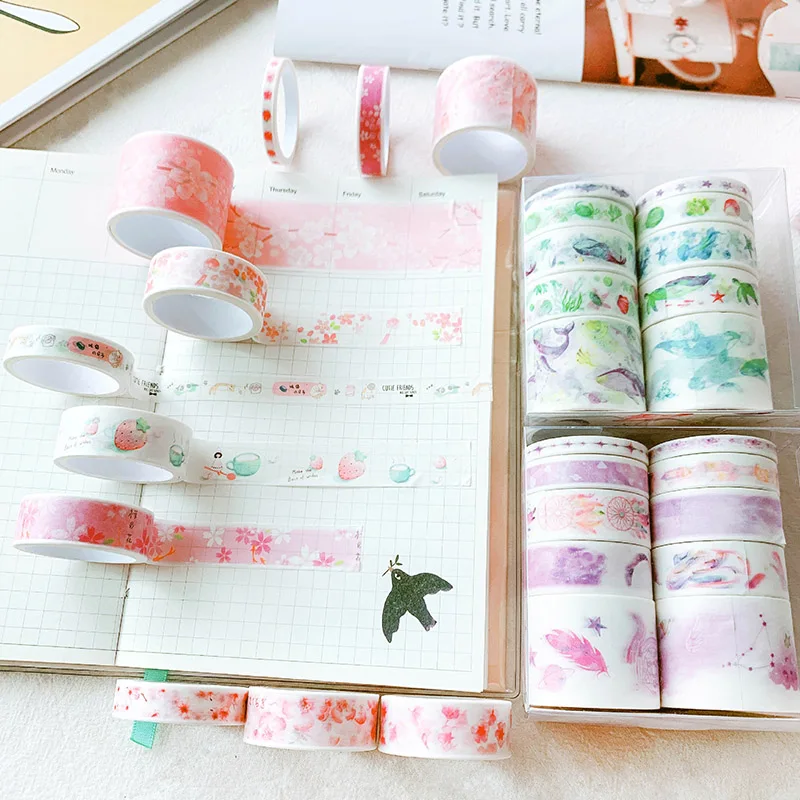 10 шт./компл. Kawaii Cat клейкая лента милый веселый лента Washi голубого океана декоративная клейкая лента для Скрапбукинг DIY Фотоальбом