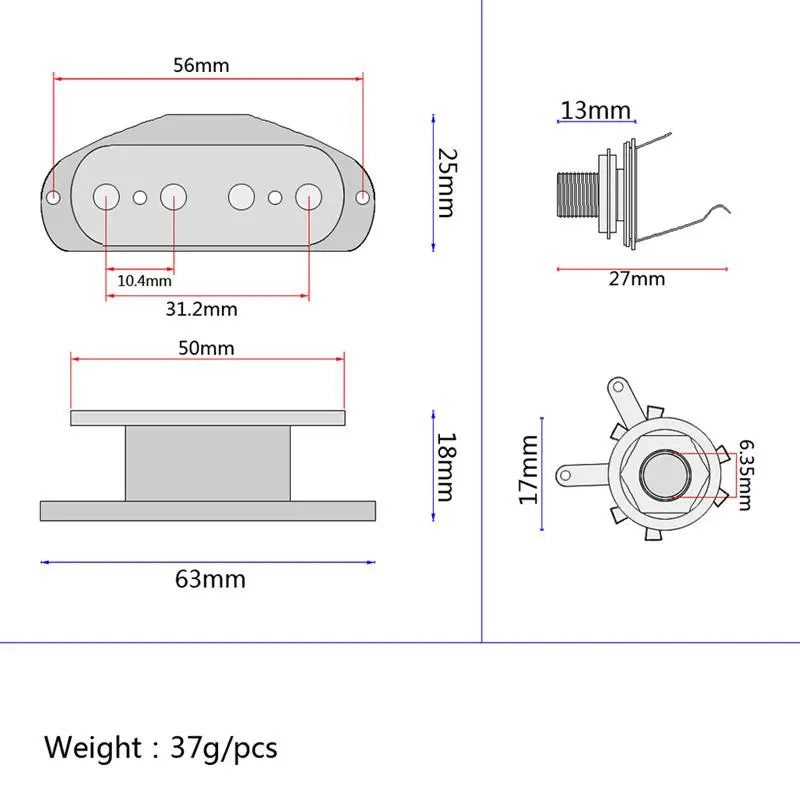 1 шт. Soundhole пикап четыре строки коробка для сигар клена 4 х полюсной акустическая