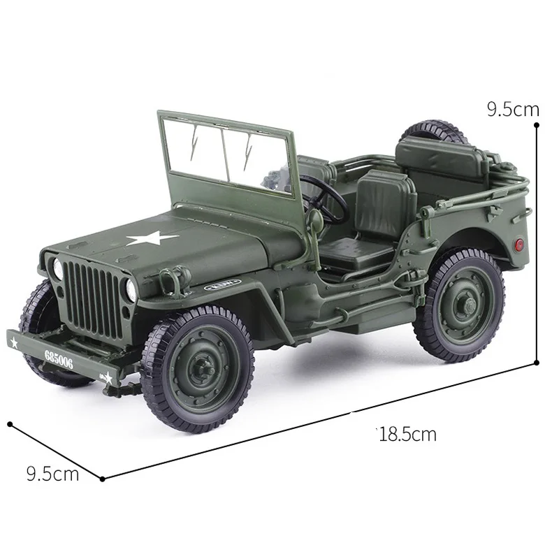 Модель автомобиля Willys времен Второй мировой войны 1:18 модель из сплава для детей