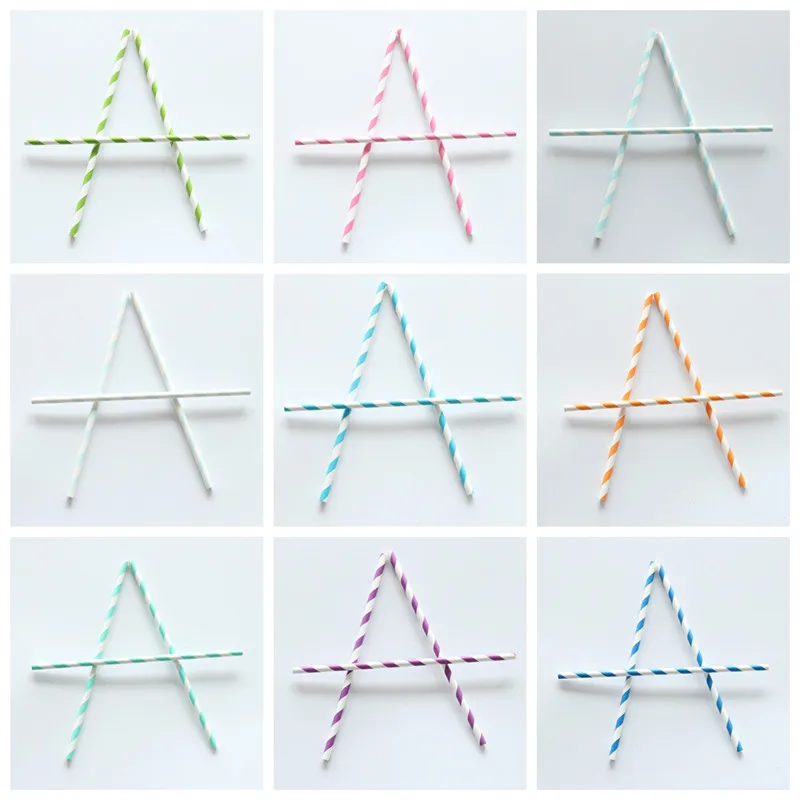 Одноразовые Бумага соломинки Винтаж полоса питьевые соломки для детей подарок