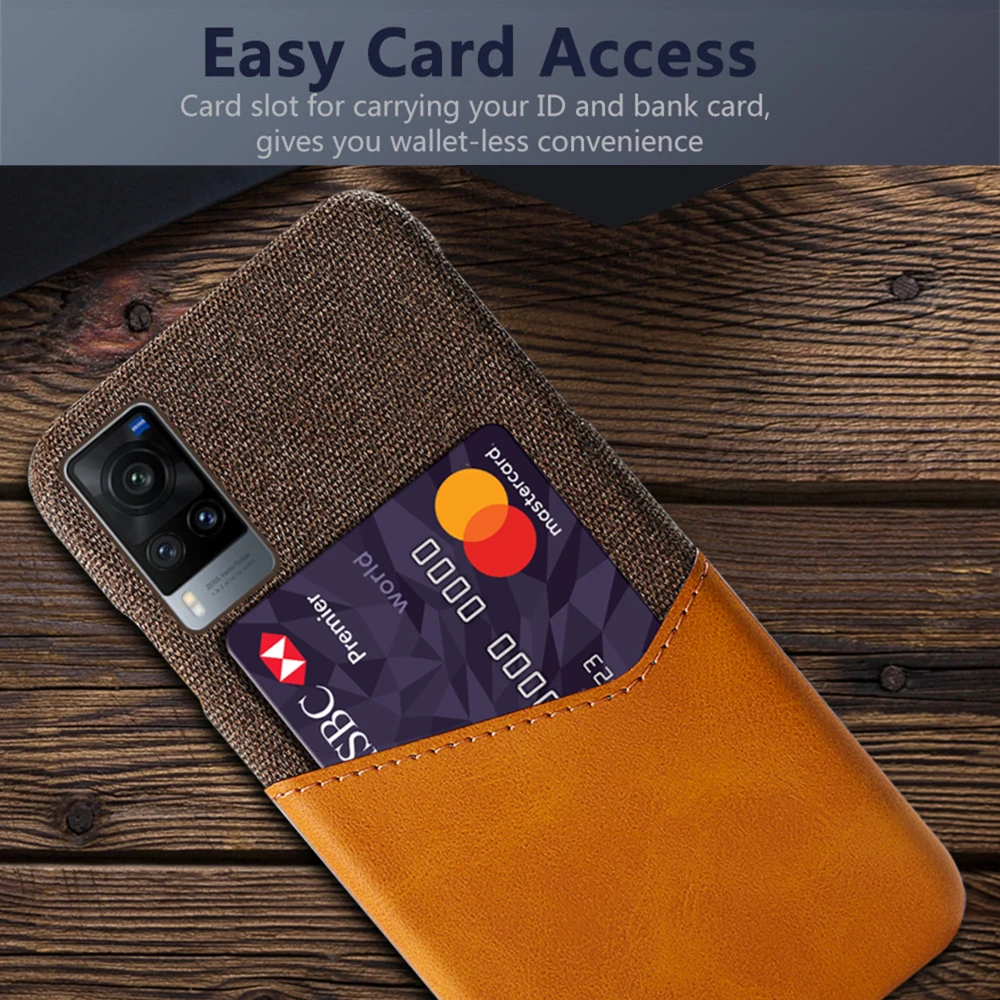 

Febric Card Holder Cover For Vivo X60 Pro Coque Cloth Texture PU Antiskid Funda For VI VO X 60 X60pro 5G 6.56" 2021 Case Shell