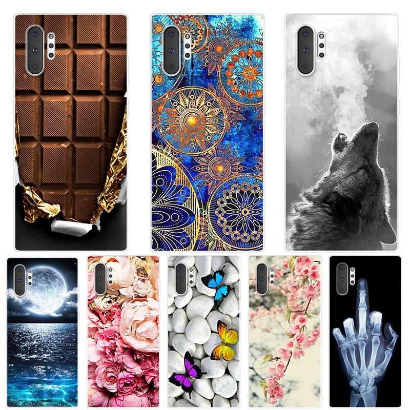 Чехол для Samsung Note 10 Plus силиконовый чехол накладка с рисунком Galaxy мягкий Note10