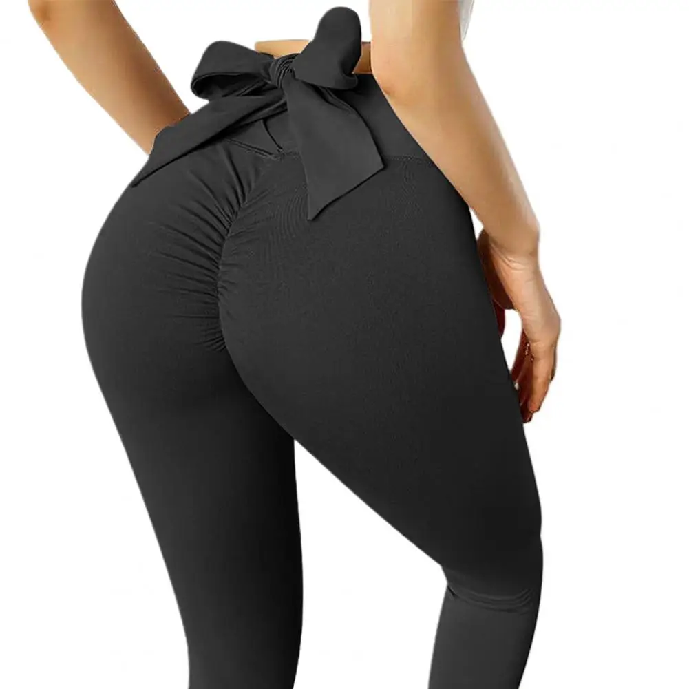 

2021 New Fashion Sexy Europe And America Tight Slim-Fit Buttock Lifting Sports Fitness Leggings Slimming Bow Pants Women's