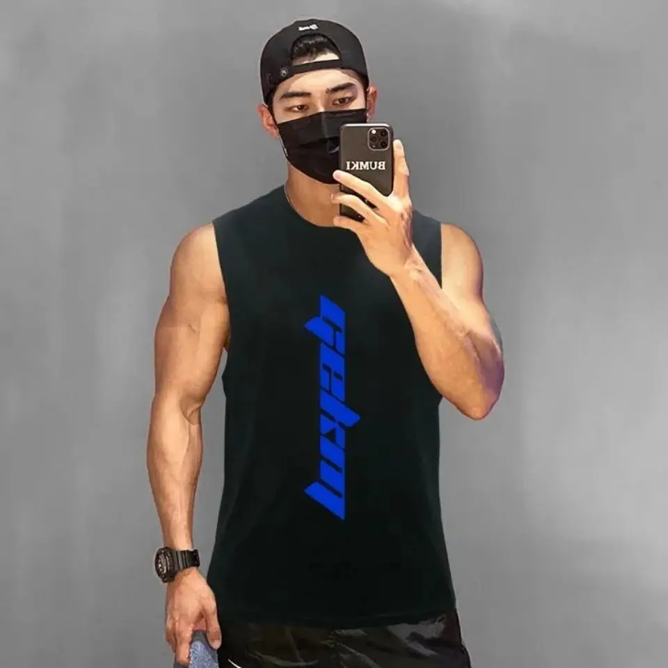 

New Summer Running Top Men Fitness Fashion Workout Gym Quick Dry Vest Musculation Clothing Bodybuilding Sport Sleeveless Shirt