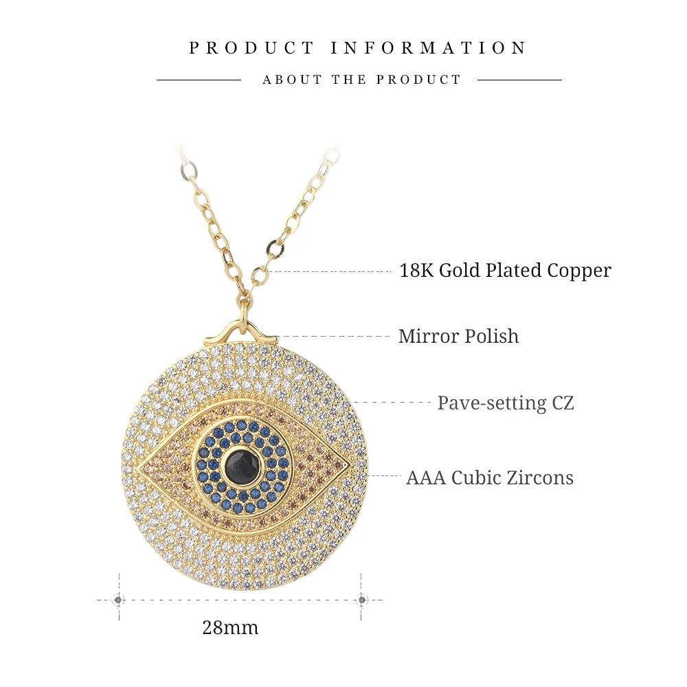 Модное ожерелье с подвеской голубой глаз роскошный дизайн длинная цепочка