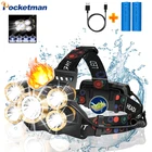 80000LM Мощный светодиодный налобный фонарь 5 светодиодный T6 фары лучшие фары головного фонарик Водонепроницаемый 18650 головной фонарь кемпинг Фонари