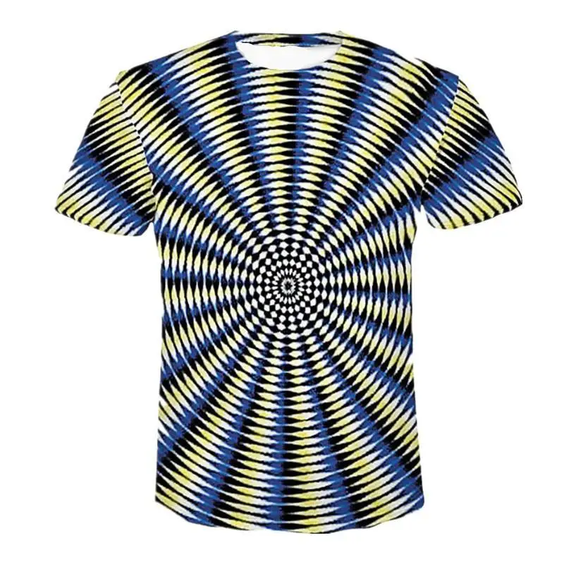 

2021more new summer style fashion short sleeve long T-shirt black and white printing men's hypnotic vertigo color 3D s-5xl