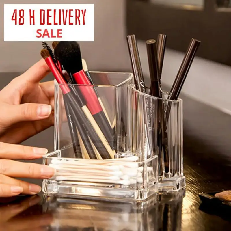 

Transparent Makeup Brush Storage Box Organizer Acrylic Cosmetics Manager Jewelry Storage Box Office Supplies Business Card