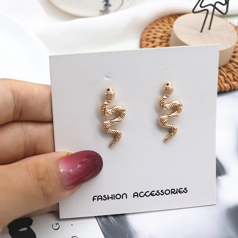 Женские длинные серьги-змеи в стиле панк винтажные серьги-гвоздики золотого