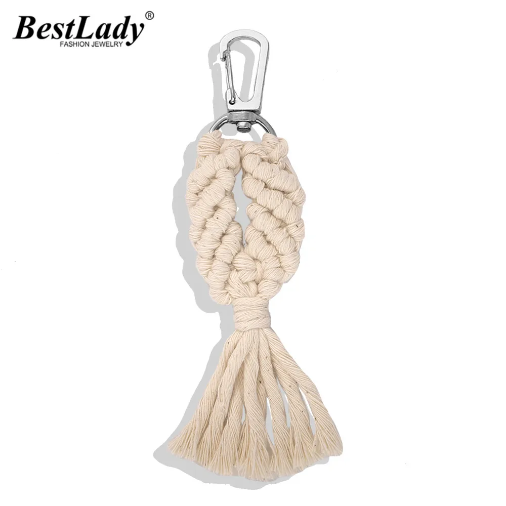Лучшая Женская тканая симпатичная цепочка для ключей подарки женщин бохо ручная