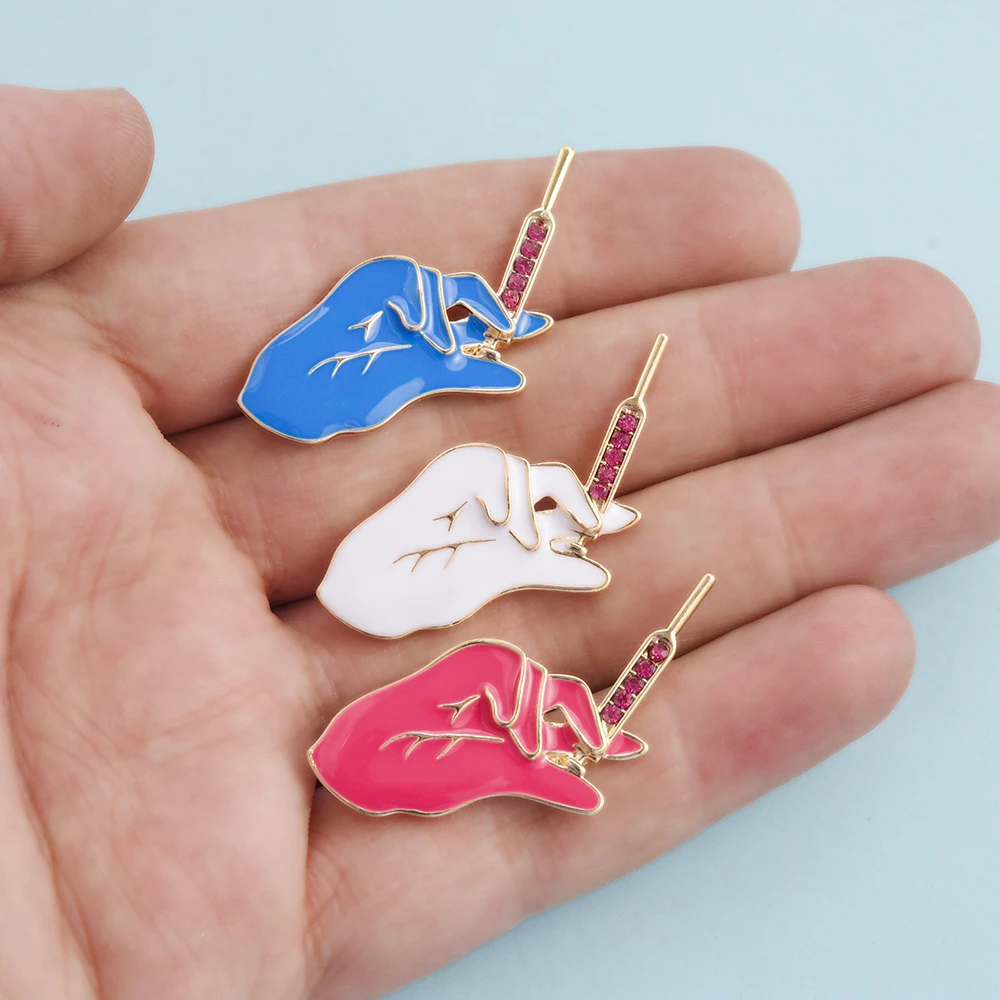 Горячая Распродажа простая белая эмалированная медицинская брошь с отворотом