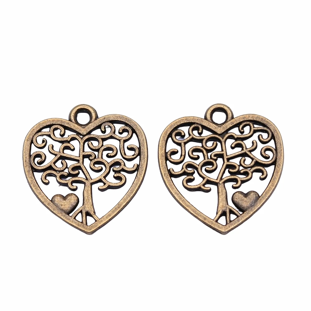 

10Pcs 17x18mm Heart Tree Charms For Jewelry Making Hand Made Jewelry Accessories Antique Bronze Color Alloy Charms
