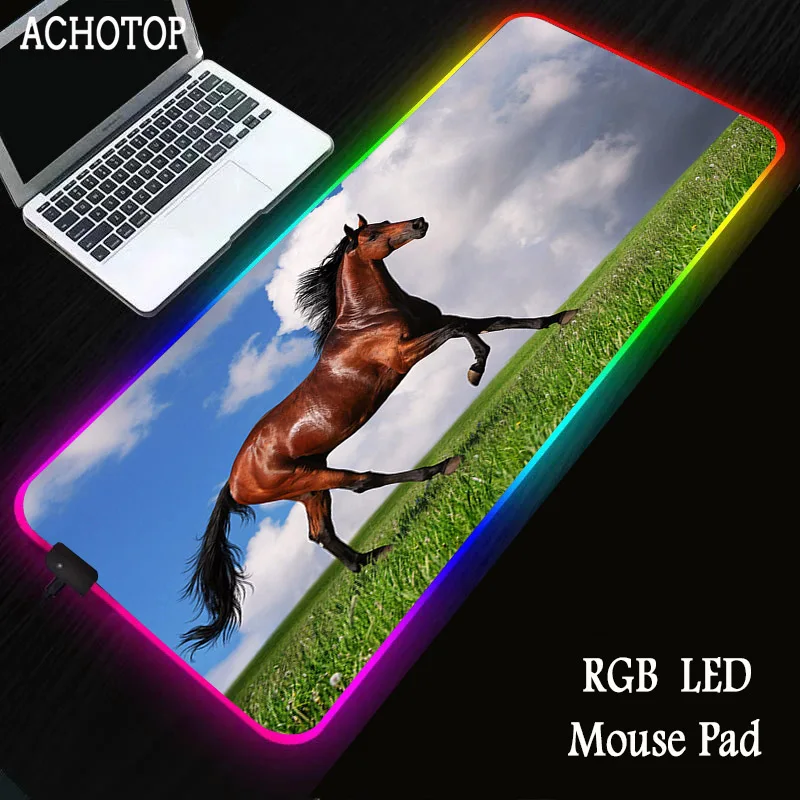 

Animal horse Animation Mouse Pad 90X40 Gaming Mouse Pad RGB LED Diode Color Lighting Adjustable Breathing Light Desk Mat